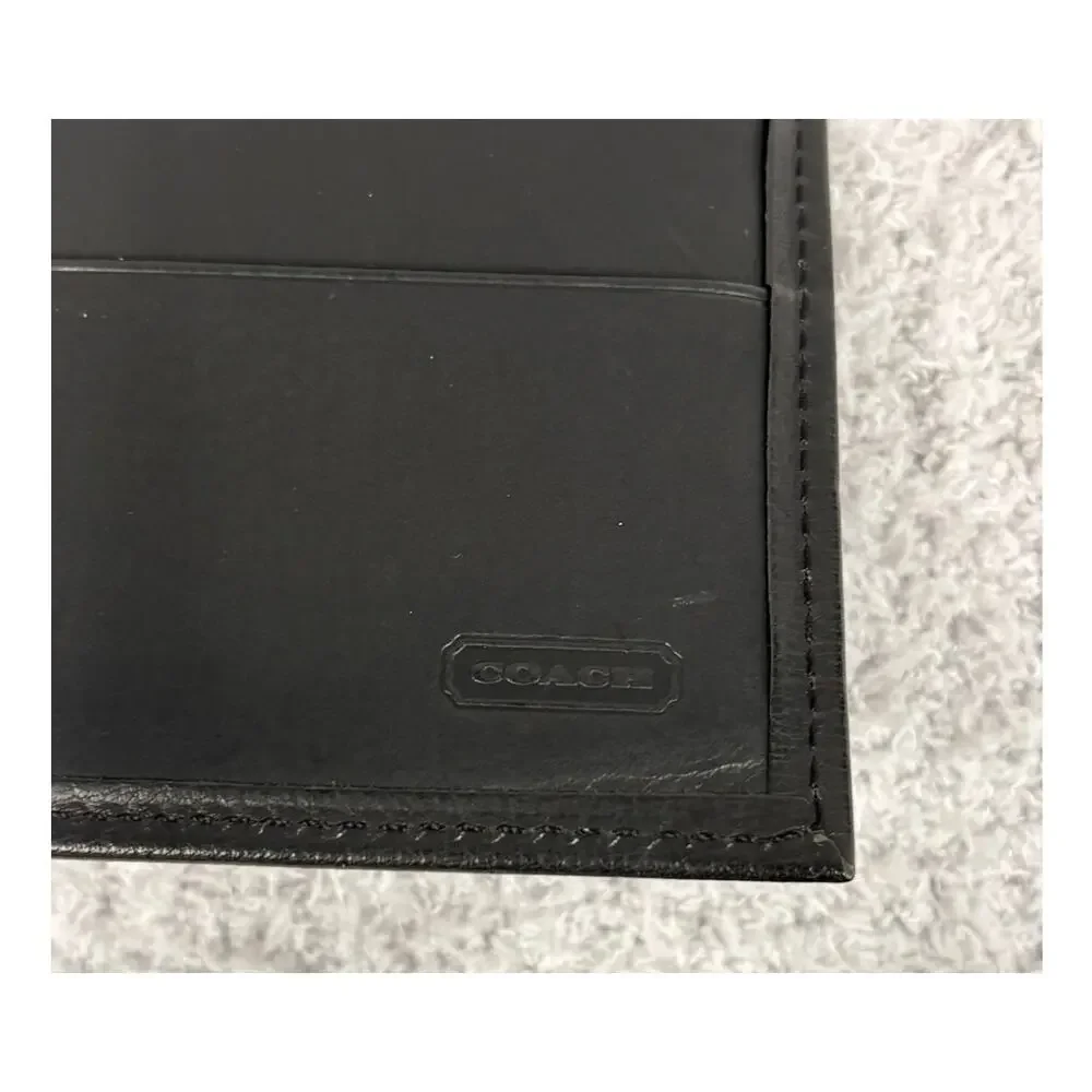 Vintage Coach Black Water Buffalo Leather French Wallet #80660